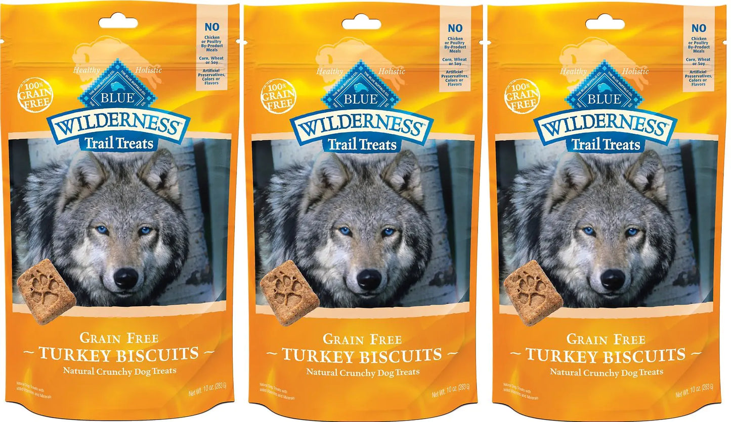 Blue Buffalo Wilderness Trail Treats Grain Free Turkey Biscuits Dog Treats 30 OZ Made in USA