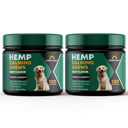 FURRY FUELS Calming Chews for Dogs - Dog Calming Treats for Dog Relief Dog Calming Chews Helps with Stress and Better Sleep Calming Dog Treats - Beef Flavor - 240 Chews