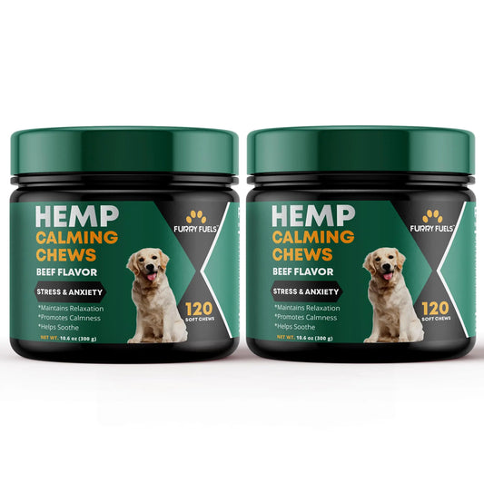 FURRY FUELS Calming Chews for Dogs - Dog Calming Treats for Dog Relief Dog Calming Chews Helps with Stress and Better Sleep Calming Dog Treats - Beef Flavor - 240 Chews