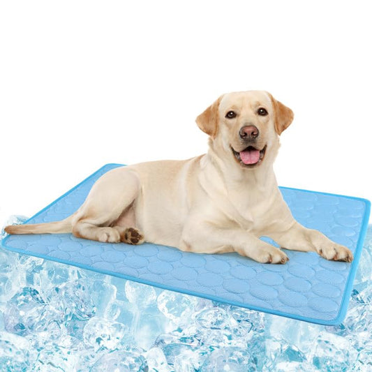Erbine Dog Cooling Mat Self-Cooling Ice Silk Cooling Mat for Dogs Washable Portable & No Gel Pet Soft Pad | GreyM